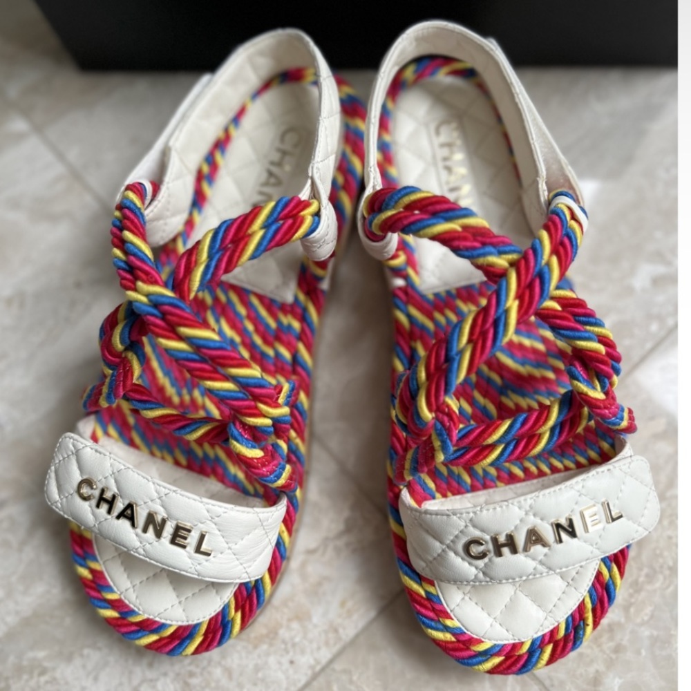 CHANEL Leather Multicolor Sandals